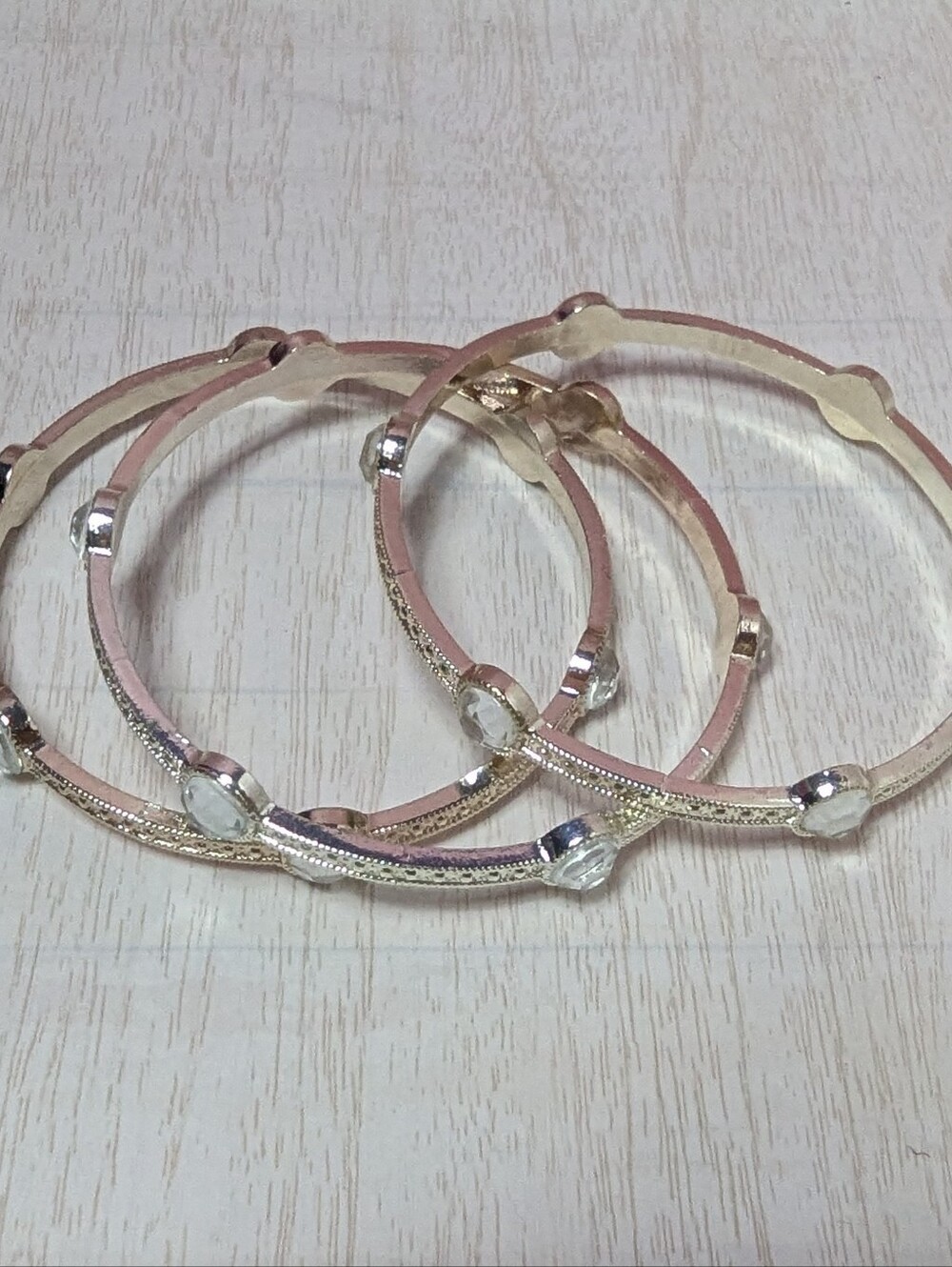 Stacking Bangles Rhinestone Accent Bracelets Set - Picture 2 of 3